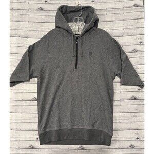UNDEFEATED LOS ANGELES Mens 1/4 Zip Hoodie Sz L Pullover Sweater Gray UNDFTD